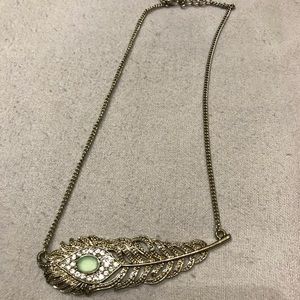 Peacock feather statement necklace